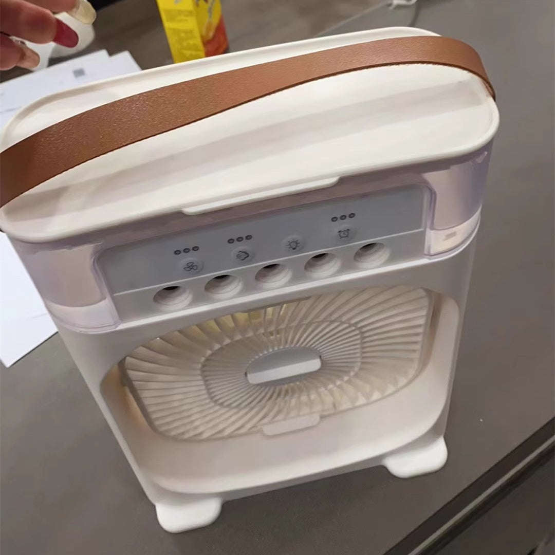 多機能冷風加湿ファン - USB充電式ポータブル冷却扇風機